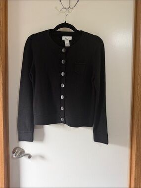 Covington Black Button-Front Crewneck Cardigan